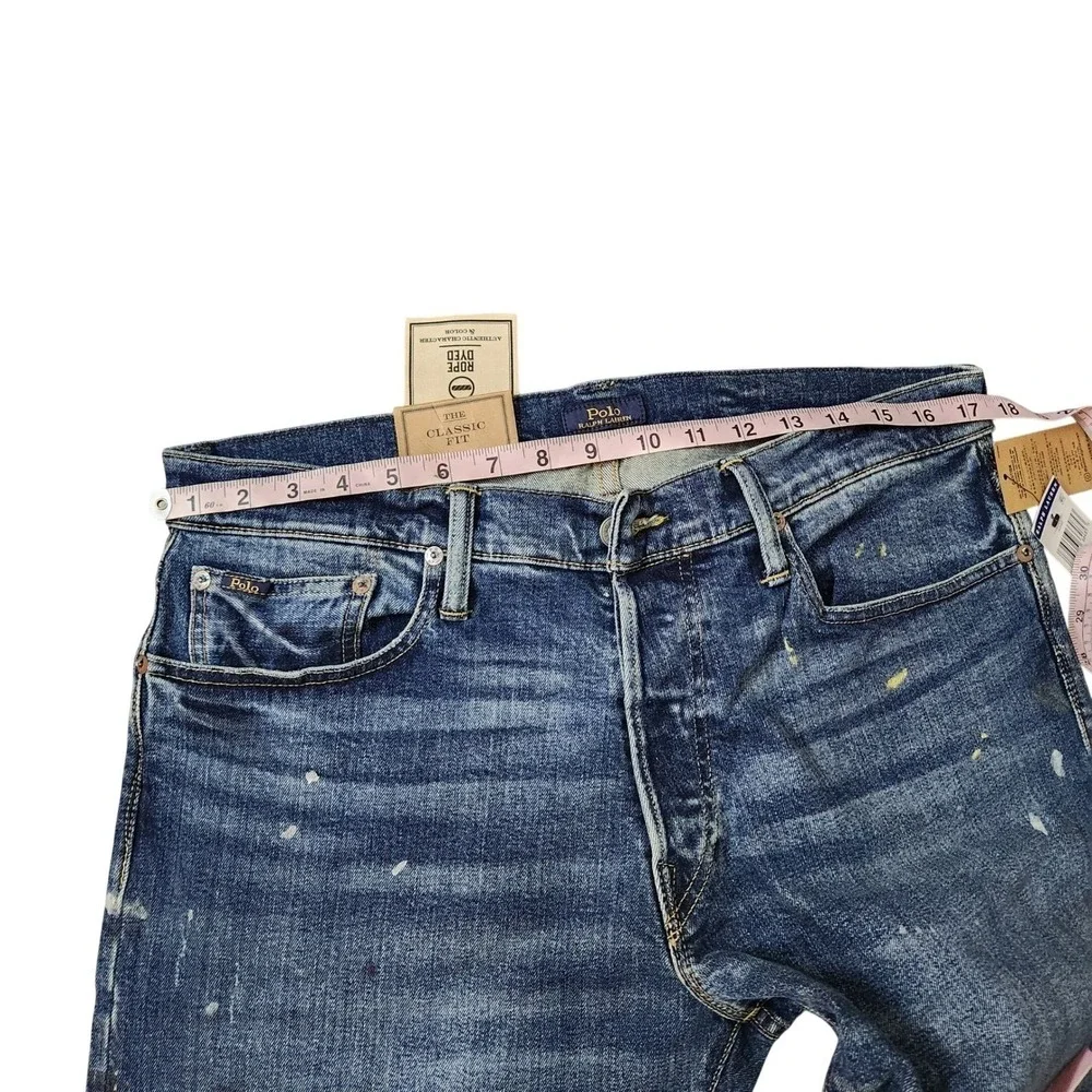 NWT Polo Ralph Lauren Classic Fit Paint Splatter Jeans 34x29 Button‎ Fly